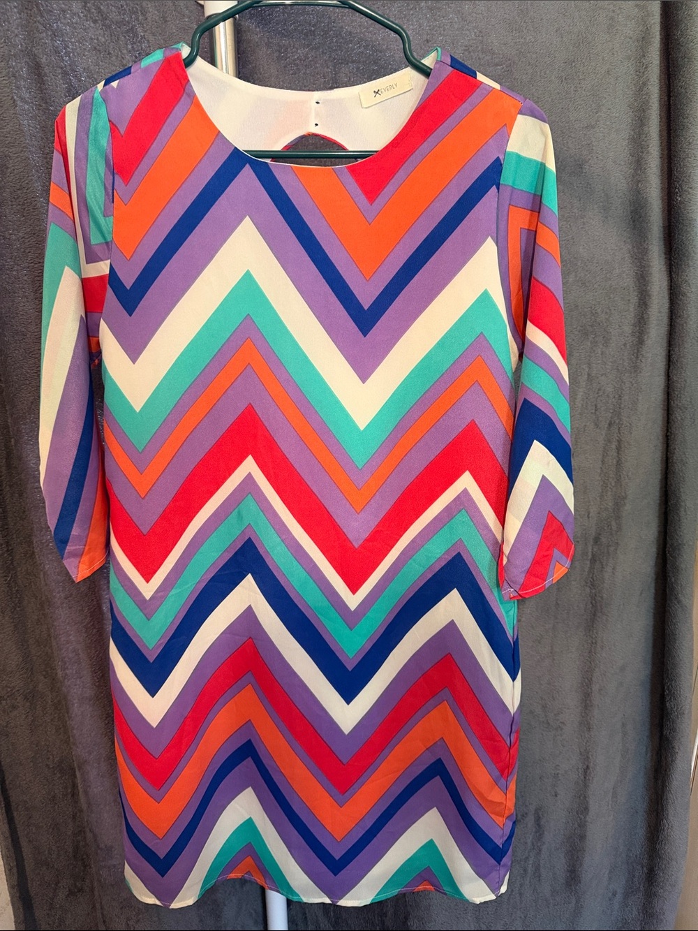 Everly Chevron Backless Dress in Purple, Teal, Red, Orange, White